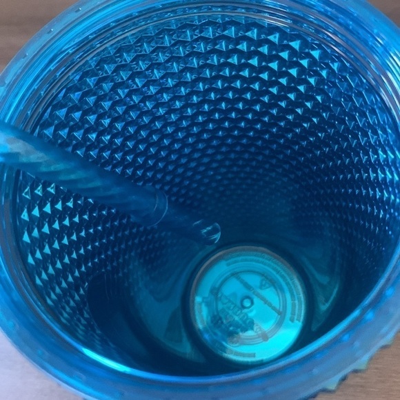 Starbucks Blue Chrome Teal Studded 16 Ounce Travel‎ Straw Cup NWT - Picture 6 of 6